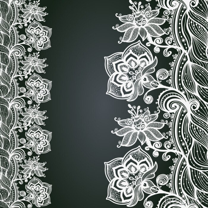 Sticker Abstracte Lace Verticale Naadloze Patroon.