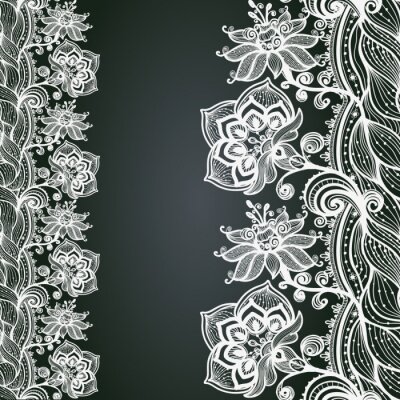 Sticker Abstracte Lace Verticale Naadloze Patroon.