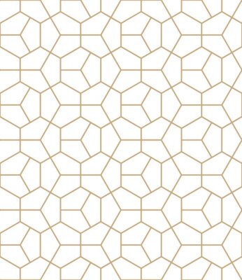 Behang Abstracte meetkunde gold deco art zeshoek patroon