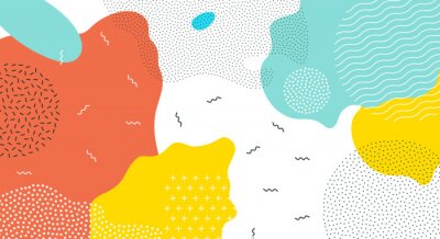 Abstracte pop-art kleur verf splash patroon achtergrond. Vector overlay geometrisch ontwerp van de trendy stijl Memphis 80s-90s