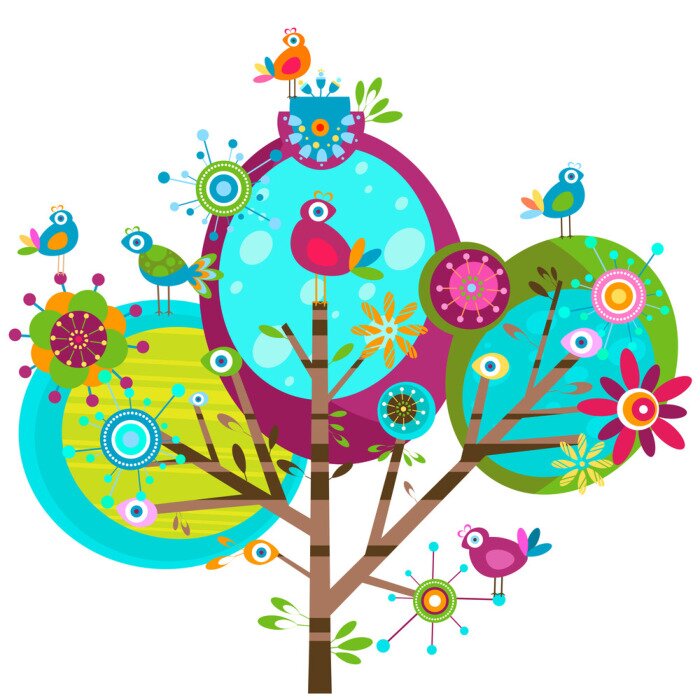 Sticker Abstracte regenboog boom moderne illustratie