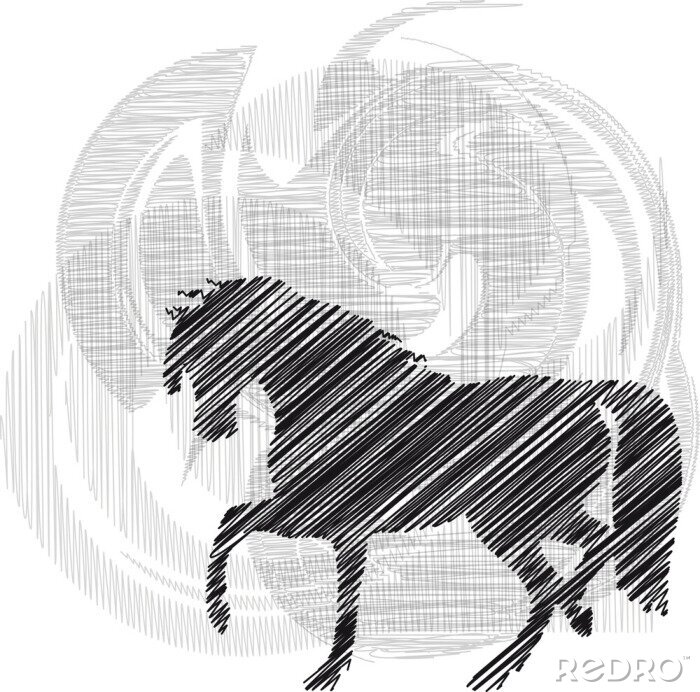 Sticker Abstracte schets van een paard