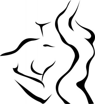 Sticker Abstracte schets van paar