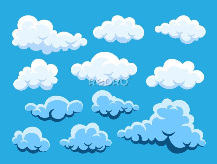 Sticker Abstracte wolken op blauwe achtergrond