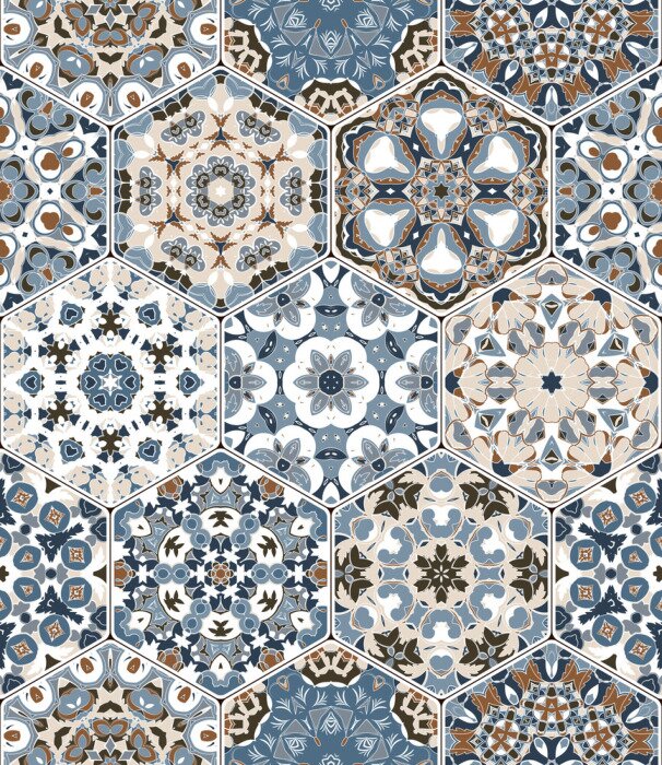 Sticker Achthoekige Portugese tegels