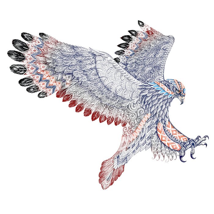 Sticker Adelaar in een etnische stijl