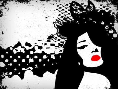 Sticker Afbeelding vrouw in grunge-stijl