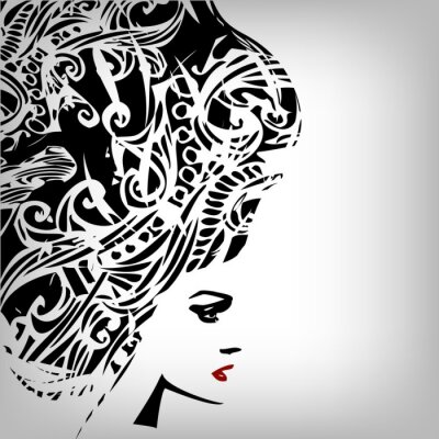 Sticker Afbeelding vrouw in grunge-stijl