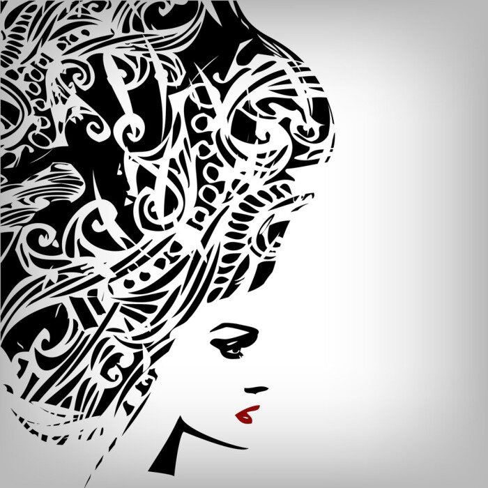 Sticker Afbeelding vrouw in grunge-stijl