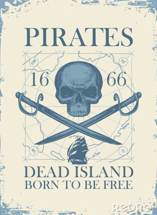 Sticker Afbeeldingen in piratenstijl met een inscriptie