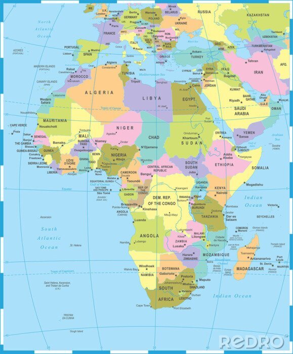 Sticker Afrika Kaart - Vector Illustratie