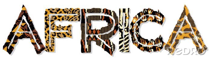 Sticker Afrika patchwork met stof en de huid texturen