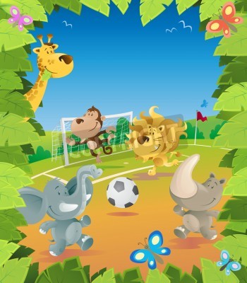 Sticker Afrikaanse dieren voetballen