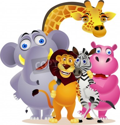 Sticker Afrikaanse dierengroep grafische vriendenbeeldverhaal