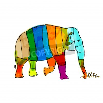 Sticker Afrikaanse olifant met regenboogstrepen