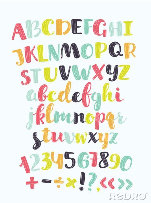 Sticker Alfabet en cijfers in verschillende kleuren