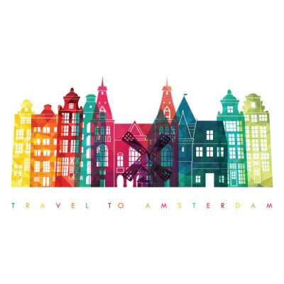 Sticker Amsterdamse skyline. Vector illustratie