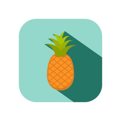 Sticker Ananas die een eenvoudige grafische schaduw werpt