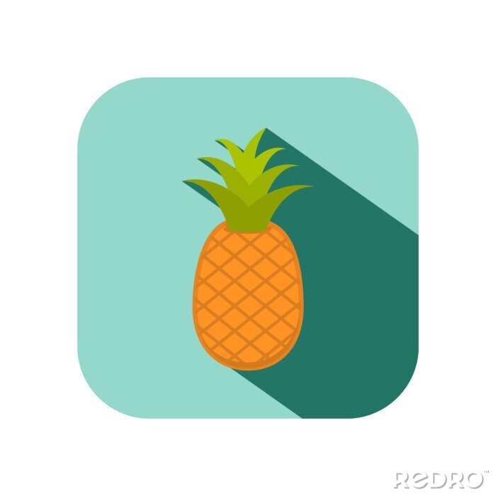 Sticker Ananas die een eenvoudige grafische schaduw werpt