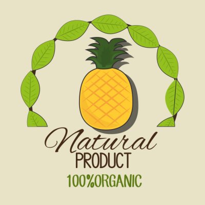 Sticker Ananas en belettering van eenvoudige afbeeldingen