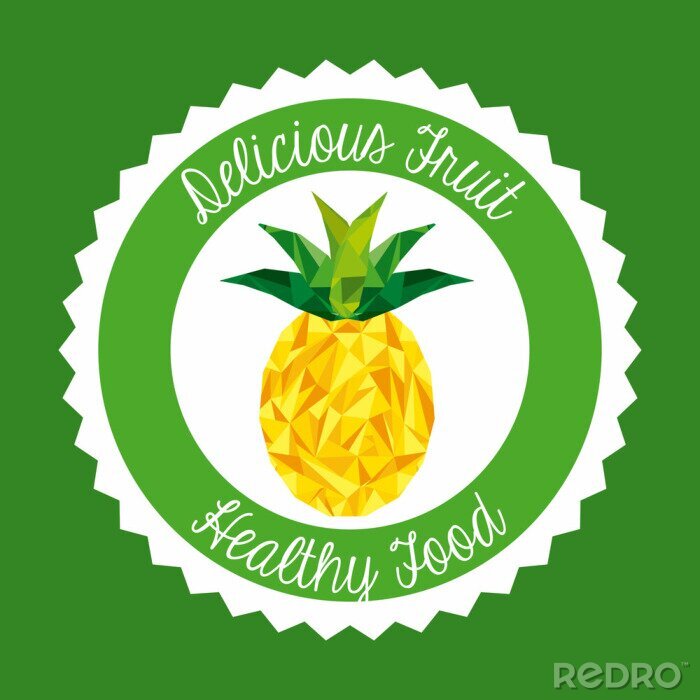 Sticker Ananas met inscripties witte en groene achtergrond