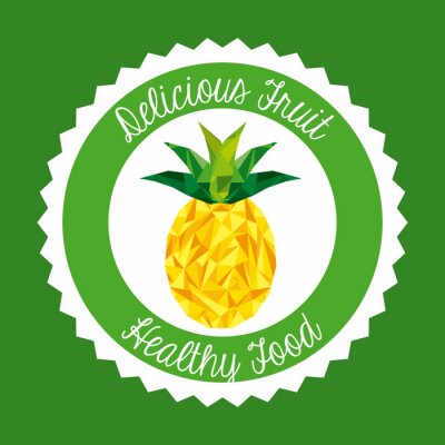 Sticker Ananas met inscripties witte en groene achtergrond