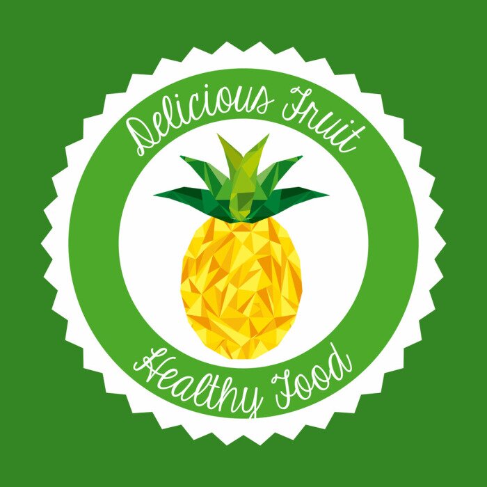 Sticker Ananas met inscripties witte en groene achtergrond