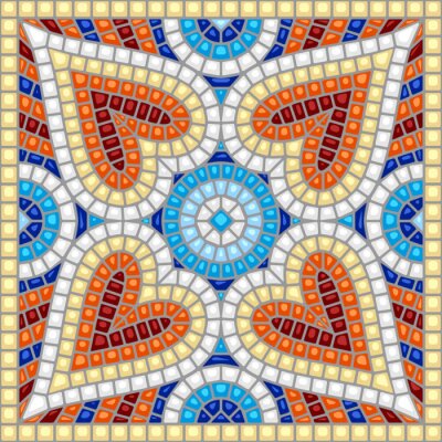 Sticker Ancient mosaic ceramic tile pattern.