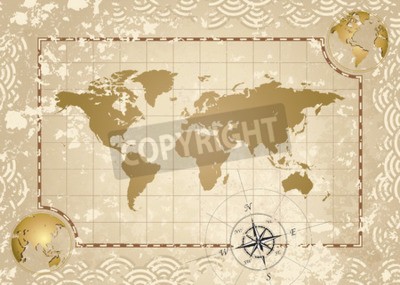 Sticker Antique style World Map, vector illustration layered.