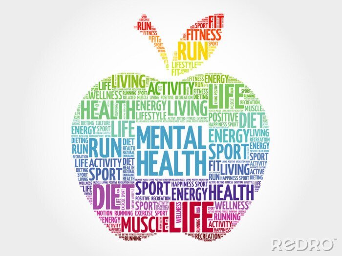 Sticker Apple met inscripties over een gezond leven