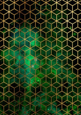 Sticker Aquarel achtergrond met geometrisch patroon