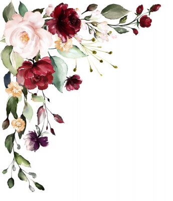 Sticker Aquarel bloemen op de witte achtergrond