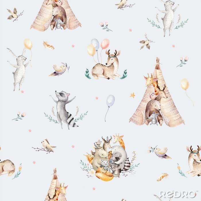 Sticker Aquarel boho bosdieren