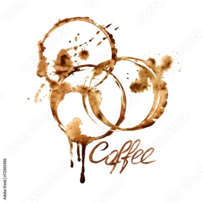 Sticker Aquarel embleem met koffievlekken