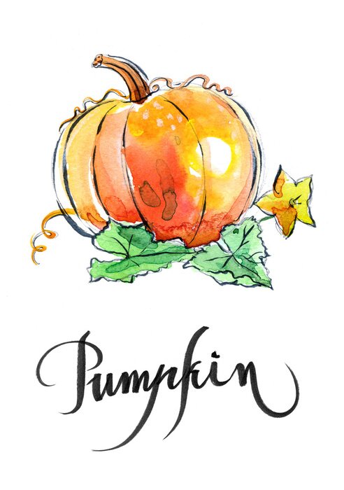 Sticker Aquarel oranje pompoen