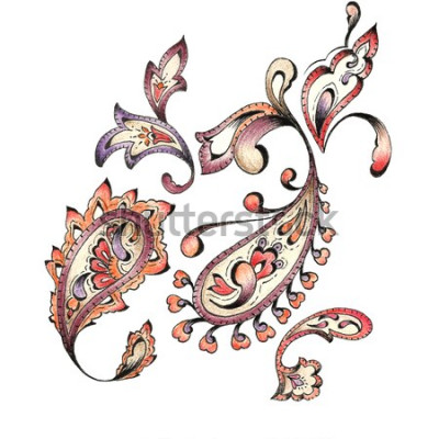 Sticker Aquarel Paisley ontwerp