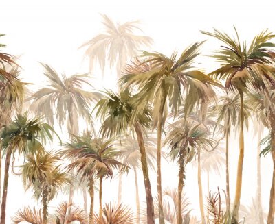Aquarel palmbomen witte achtergrond