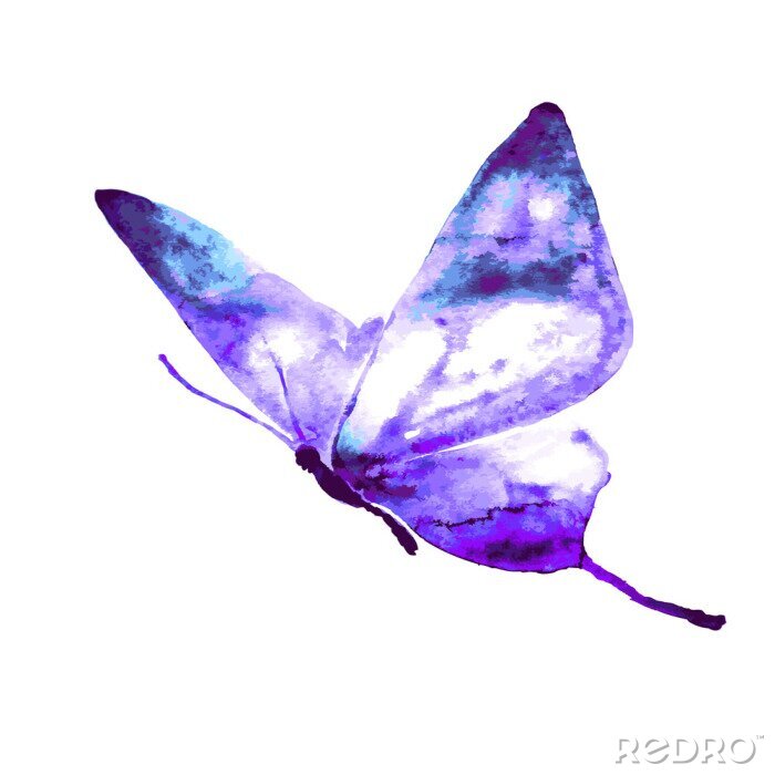 Sticker Aquarel van vliegende vlinder