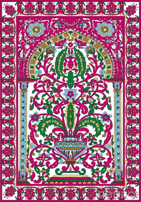 Sticker Arabic tile fresca flower pink