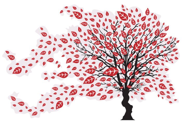 Sticker Arbre et Feuilles - Vent et Tempête