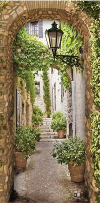 Sticker  Arch on the old street, fresco