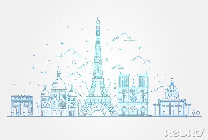 Sticker Architectonische monumenten van Parijs