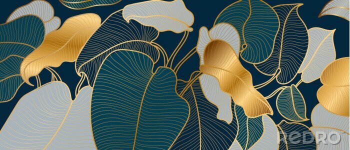 Sticker Art Deco bladeren met gouden accenten