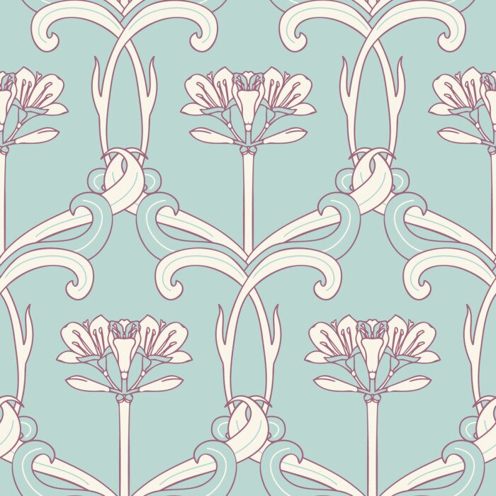 Sticker Art deco bloemenpatroon