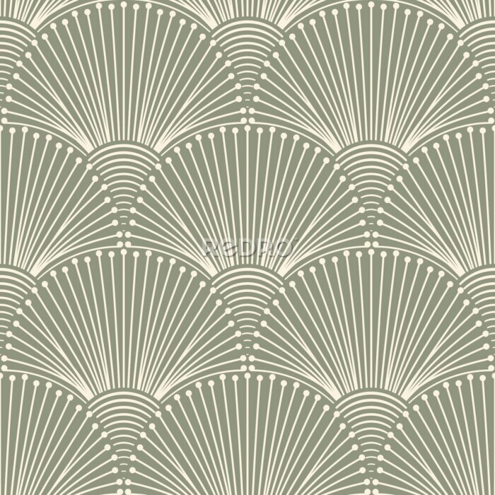 Sticker Art Deco Scallops Grid Pattern