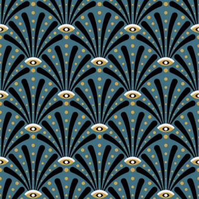 Art nouveau art deco patroon op blauwe achtergrond