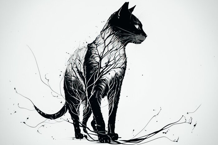 Sticker Artistiek kunstwerk met een kat