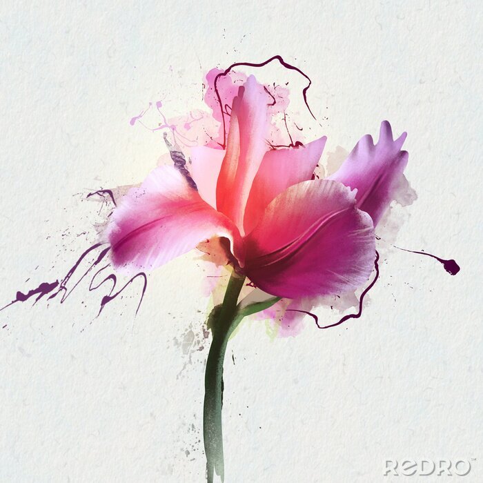 Sticker Artistieke visie van een roze tulp