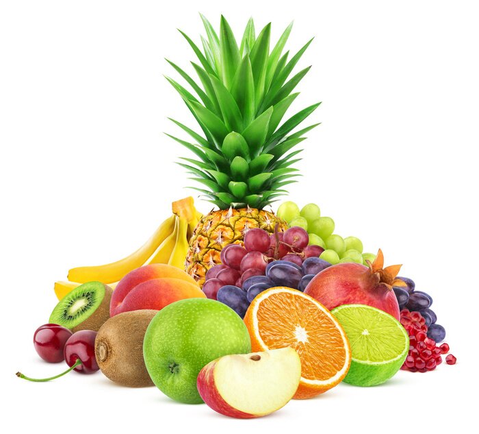 Sticker Assortiment van exotische vruchten geïsoleerd op een witte achtergrond