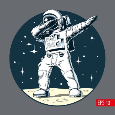 Astronaut deppen op de maan, komische stijl vectorillustratie.